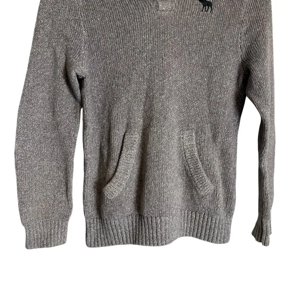 Abercrombie Kids Gray Knit Hooded Long Sleeve Preppy School Sweater Boy’s 10
